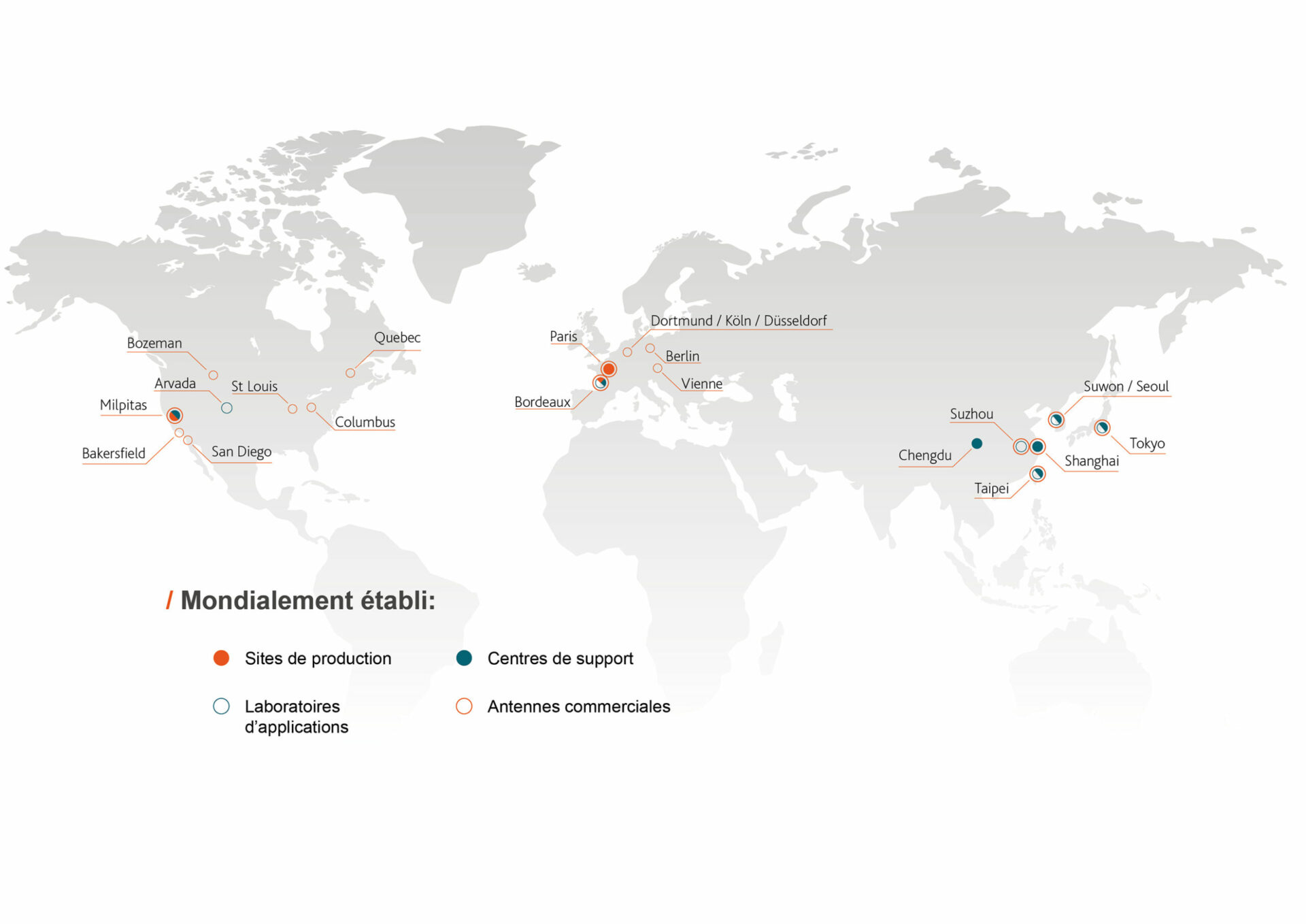 Carte des emplacements d'Amplitude à travers le monde